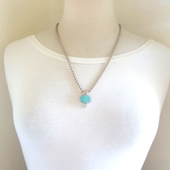 Sterling Silver Gold Matrix Turquoise Pendant & Rope Chain 💎 ATI Mexico MCM - Picture 7 of 15
